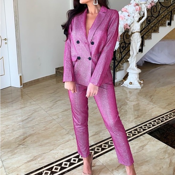 Pink glitter Suit blazer and pants set - Picture 2 of 3